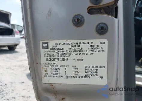 2005 Chevrolet Silverado 1500 Ls from USA, damaged, VIN 2GCEC13T751392947